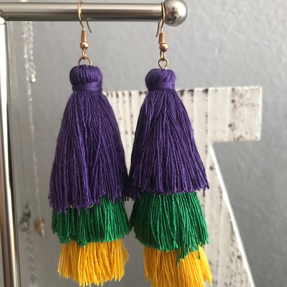 Mardi Gras Tassel Dangling Earrings